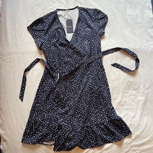 V Neck Wrap dark blue Dress